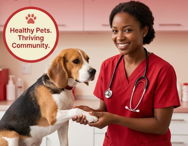 Veterinarian caring for a pet